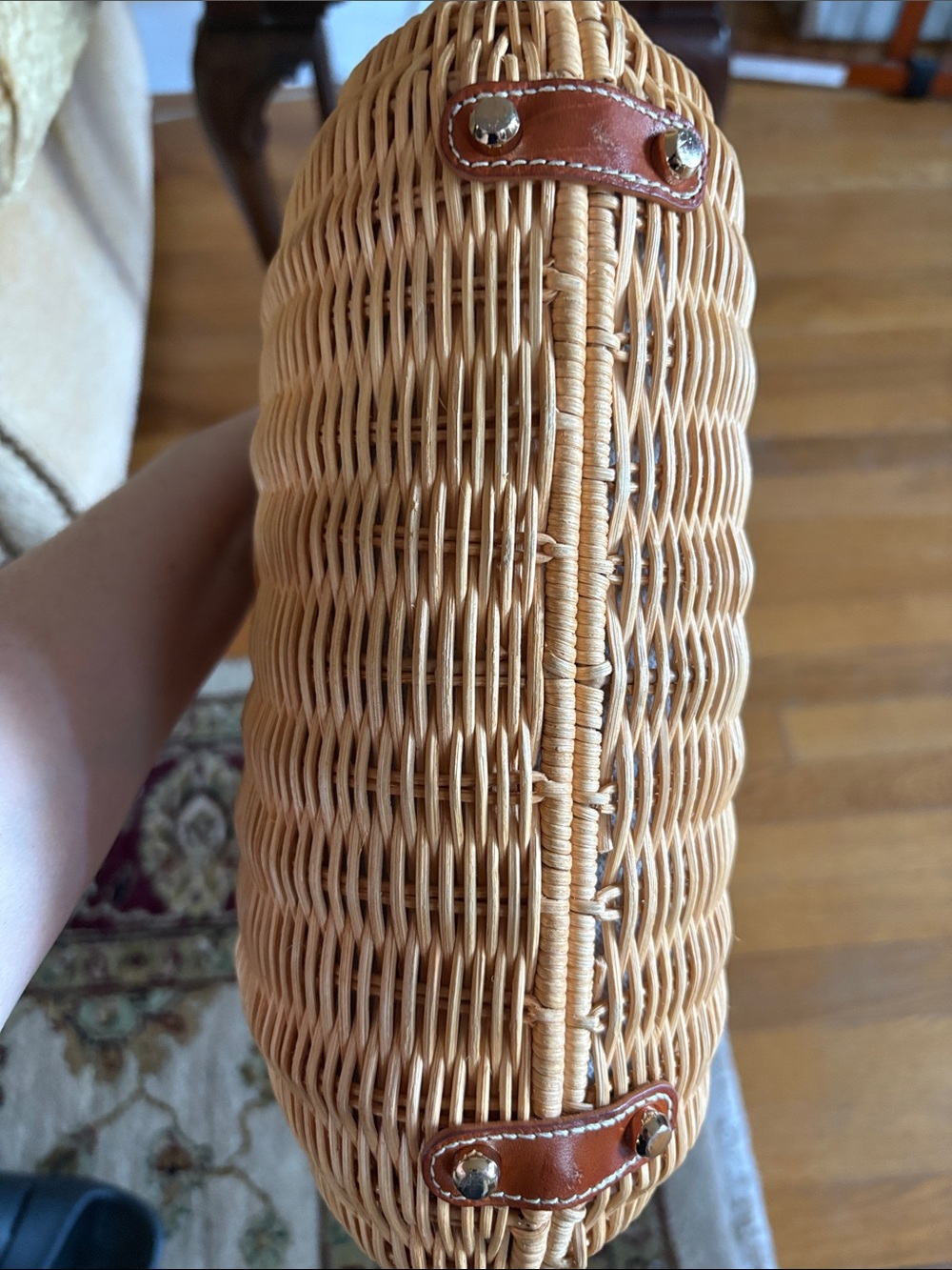 J. McLaughlin Woven Bamboo-Handle Straw Tote - Tan - Picture 9 of 9